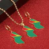 Guyana Flag Pendant Necklace Earrings - Guyana Jewelry