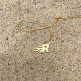 Flame Letter Necklace Initial Fire Necklaces Silver Personalized Gift