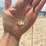 Flame Letter Necklace Initial Fire Necklaces Silver Personalized Gift