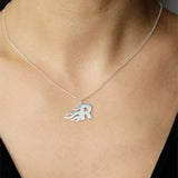 Flame Letter Necklace Initial Fire Necklaces Silver Personalized Gift