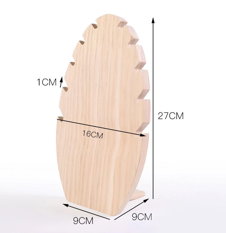 Flame Wood Necklace Rack Jewelry Holder Stand Display