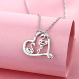 Flamingo Necklace 925 Silver Heart Pendant with Cubic Zirconia