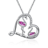 Flamingo Necklace 925 Sterling Silver with Cubic Zirconia