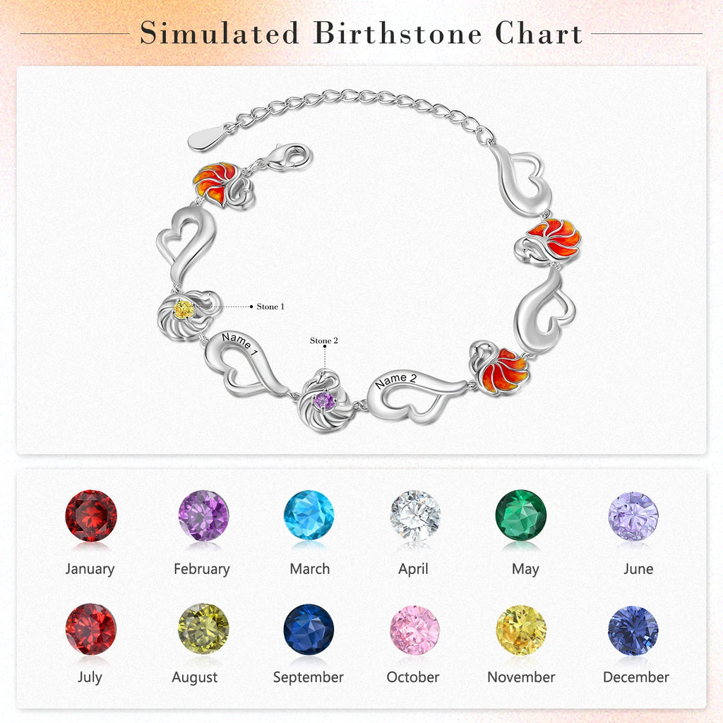 Flamingo Bracelet with Birthstone & Name Engraving - Birthday Gift