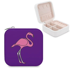 Flamingo Jewelry Storage Box Portable Organizer Travel Case Yellow Orange