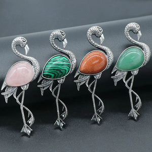 Flamingo Crystal Pendant Charms for Women Jewelry Healing