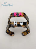 Dainty Personalized Initials Tortoiseshell Cuff Bracelet