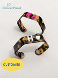 Dainty Personalized Initials Tortoiseshell Cuff Bracelet