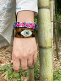 Personalized Name Cuff Bangle with Hot Pink Letters
