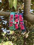 Personalized Name Cuff Bangle with Hot Pink Letters