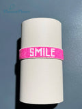 Neon Pink Smile Bead Bracelet