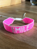 Neon Pink Smile Bead Bracelet
