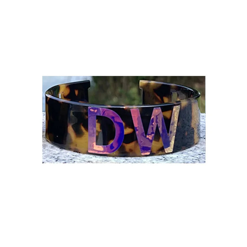 Vintage Acetate Bangle / Initials Bracelet