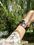 Vintage Acetate Bangle / Initials Bracelet