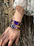 Vintage Acetate Bangle / Initials Bracelet