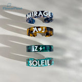 Vintage Initials Bracelet Cuff Bangle with Marble Letters