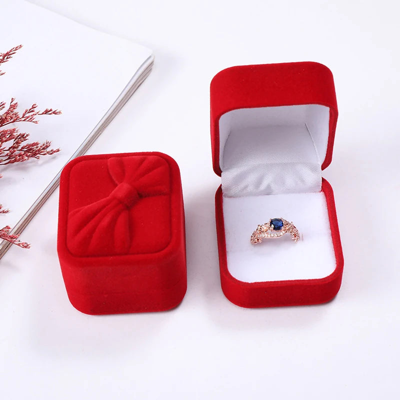 Flannel Jewelry Box for Stud Earrings with Bow