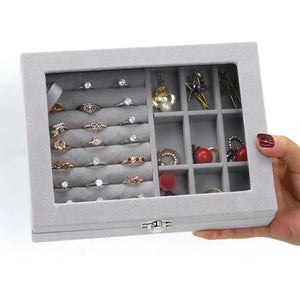 Flannel Jewelry Box with Lid Ring Earring Storage