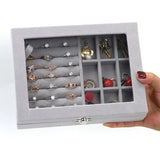 Flannel Jewelry Box with Lid Ring Earring Storage