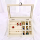 Flannel Jewelry Storage Box Anti-Oxidation Dustproof Glass Display