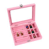 Flannel Jewelry Storage Box Anti-Oxidation Dustproof Glass Display