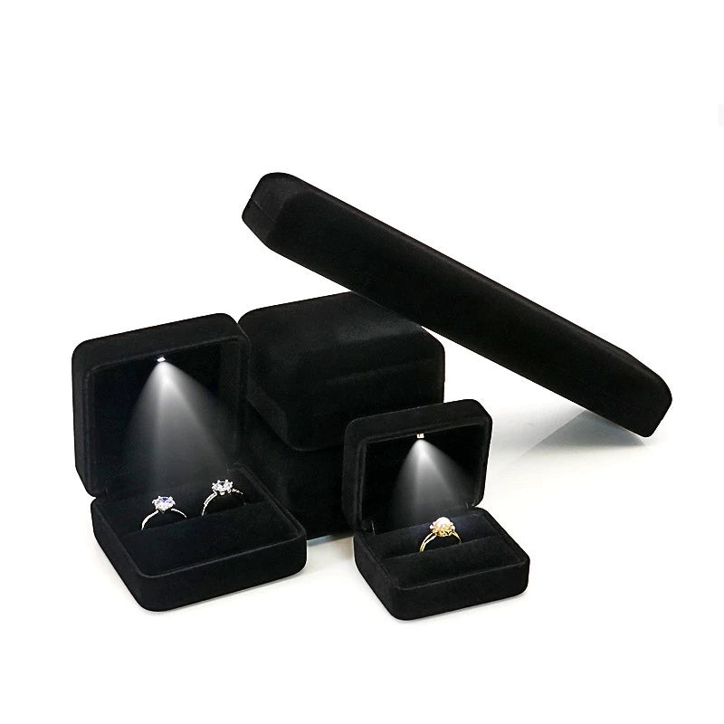 Flannel LED Light Jewelry Box for Lover Gift Wedding