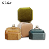 Flannel Octagonal Jewelry Box Ring Case Earring Wedding Gift