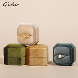 Flannel Octagonal Jewelry Box Ring Case Earring Wedding Gift