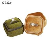 Flannel Octagonal Jewelry Box Ring Case Earring Wedding Gift
