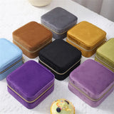 Flannel Portable Jewelry Box Square Gift Packaging Velvet Jewellery Storage Case