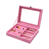Flannel Velvet Jewelry Organizer Box Earrings Rings Transparent Glass