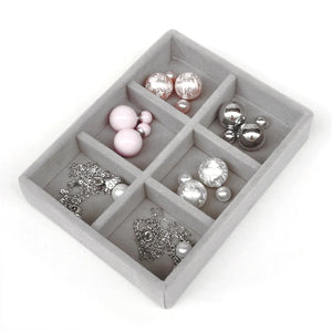 Flannelette Jewelry Box Stackable Storage Gray