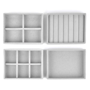 Flannelette Jewelry Box Stackable Storage Gray