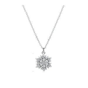 CZ Snowflake Pendant Necklace Clavicle Chain Rose Silver