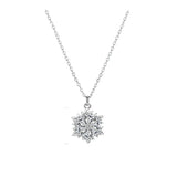 CZ Snowflake Pendant Necklace Clavicle Chain Rose Silver