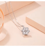 CZ Snowflake Pendant Necklace Clavicle Chain Rose Silver