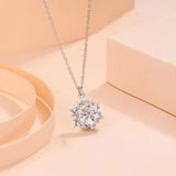CZ Snowflake Pendant Necklace Clavicle Chain Rose Silver
