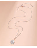 CZ Snowflake Pendant Necklace Clavicle Chain Rose Silver