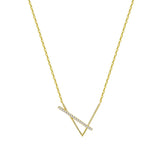 V Letter Zircon Pendant Necklace for Women