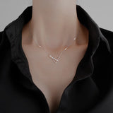 V Letter Zircon Pendant Necklace for Women