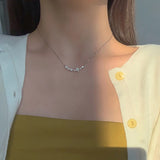 Star Moon Flower Necklace 925 Silver Birthday Gift