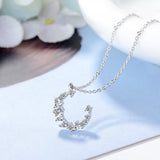 Irregular Crescent 925 Silver Moon Crystal Pendant Necklace