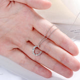 Irregular Crescent 925 Silver Moon Crystal Pendant Necklace
