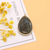 Labradorite Water Drop Shape Stone Pendant for DIY Jewelry Making