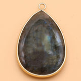 Labradorite Water Drop Shape Stone Pendant for DIY Jewelry Making
