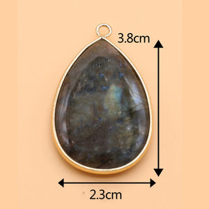 Labradorite Water Drop Shape Stone Pendant for DIY Jewelry Making
