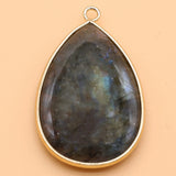 Labradorite Water Drop Shape Stone Pendant for DIY Jewelry Making