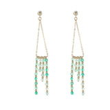 Green Agate Tassel Drop Earrings Copper Plated Charm Jewelry