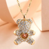 Lovely Bear Pendant Necklace for Women Stainless Steel Jewelry Gift