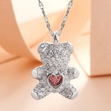 Lovely Bear Pendant Necklace for Women Stainless Steel Jewelry Gift